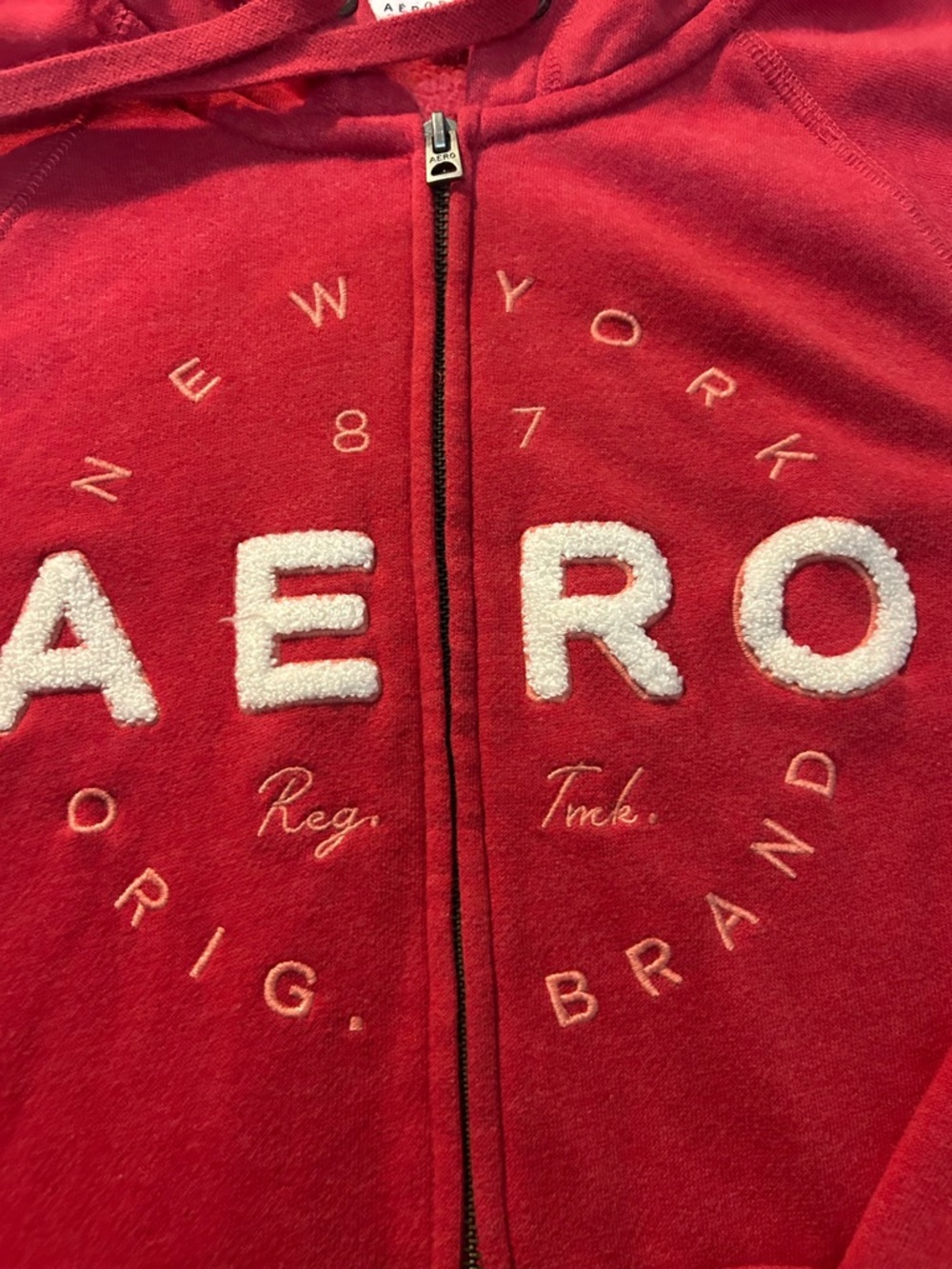 Aeropostale Red Full Zip Logo Hoodie - Picture 2 of 5